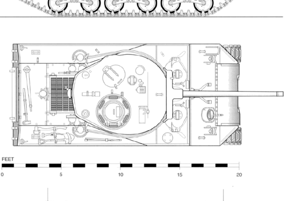 Танк M4A2 [76] Sherman - чертежи, габариты, рисунки